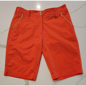GG blue Women's Size 6 Orange Coolmax Lycra Bermuda Golf Shorts Gold Zip Pockets